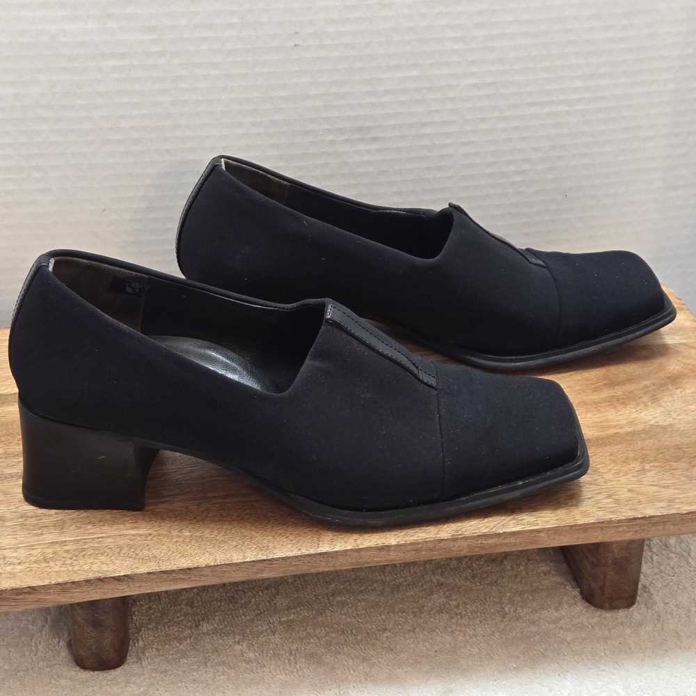 Paul Green Munchen Black Square Toe Low Heel Loafers Pumps Women Slip On Shoes 7